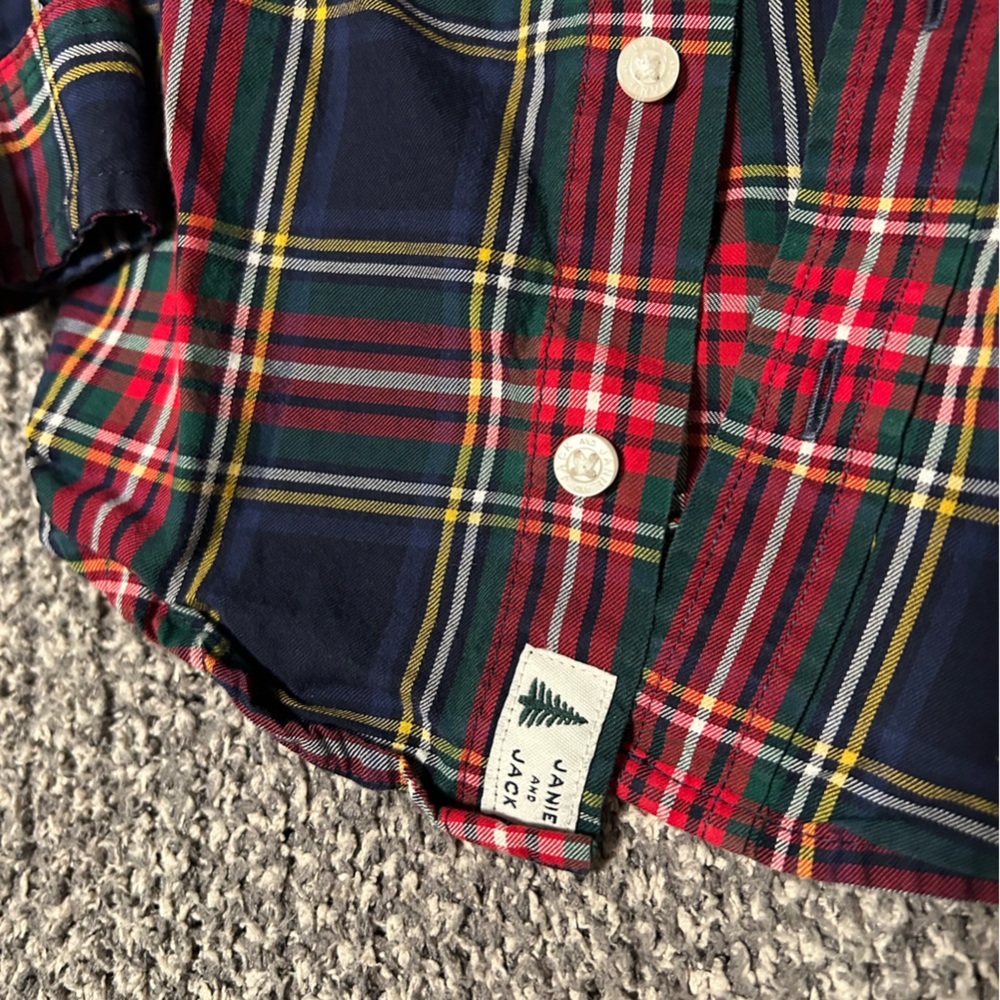 Janie and Jack Festive Plaid Button Down Shirt - Picture 4 of 4